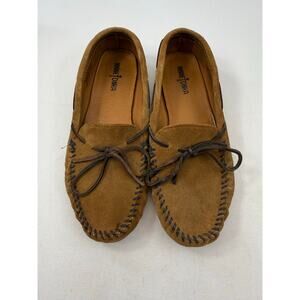 Minnetonka Brown Suede Moccasin Slippers Leather Lace Men’s 12 Western Cozy